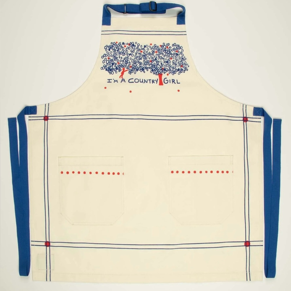 I'm A Country Girl Cream & Blue Apron by Blue Q NWT